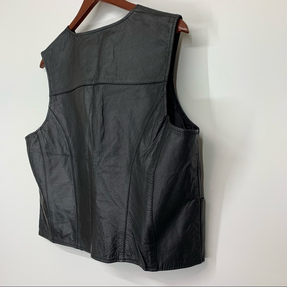 First Manufacturing Motorcycle Gear Black Leather Button Up Vest Size XXL - Picture 6 of 16